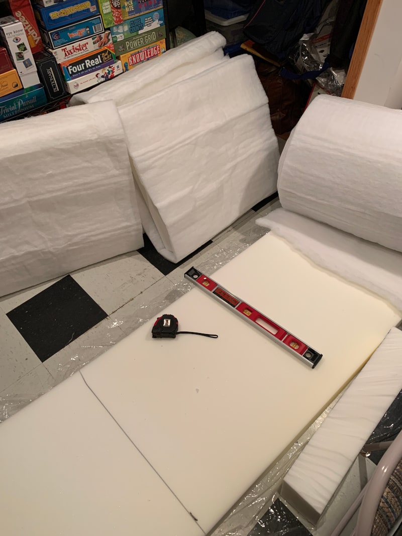 In process of cutting foam