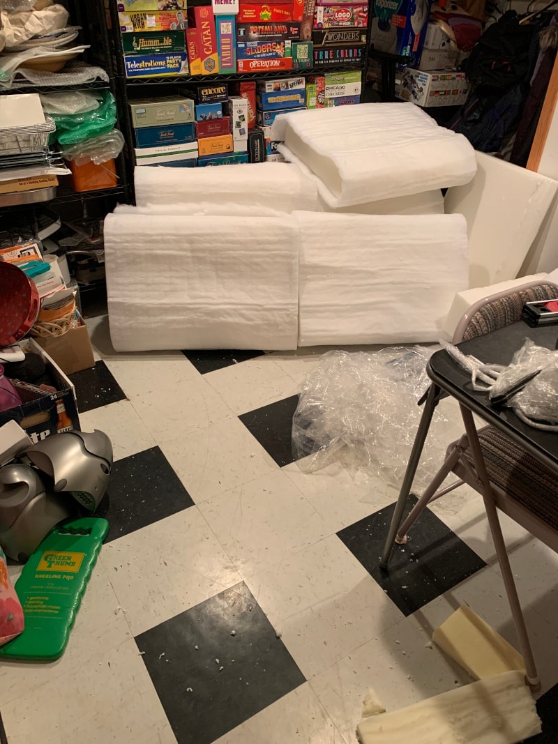 Fiberfill applied to cushions