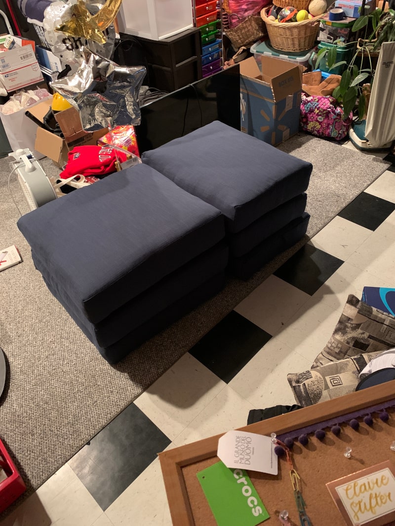 The cushions with their covers on